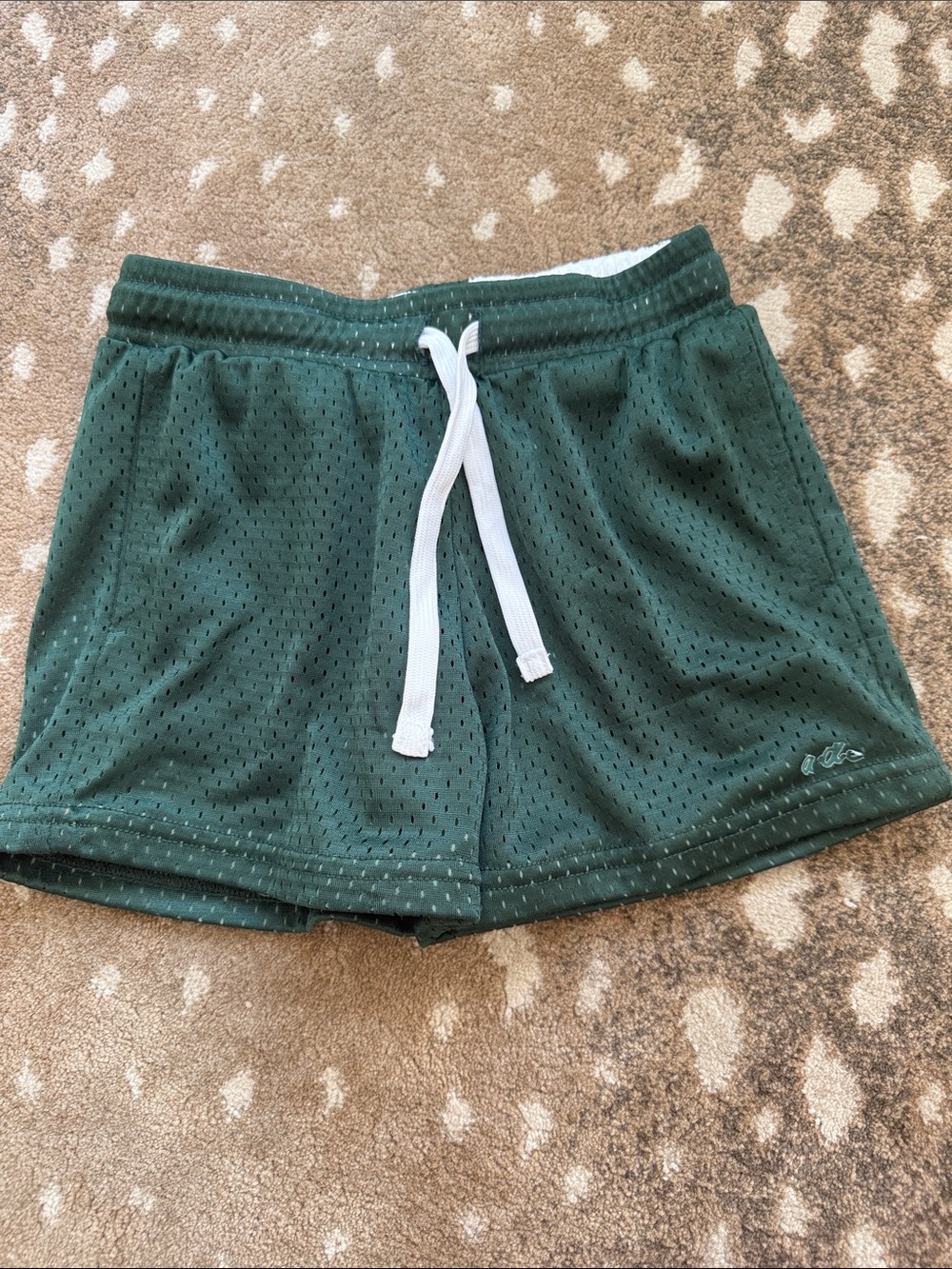 Athletic Mesh Drawstring Shorts - Dark Green